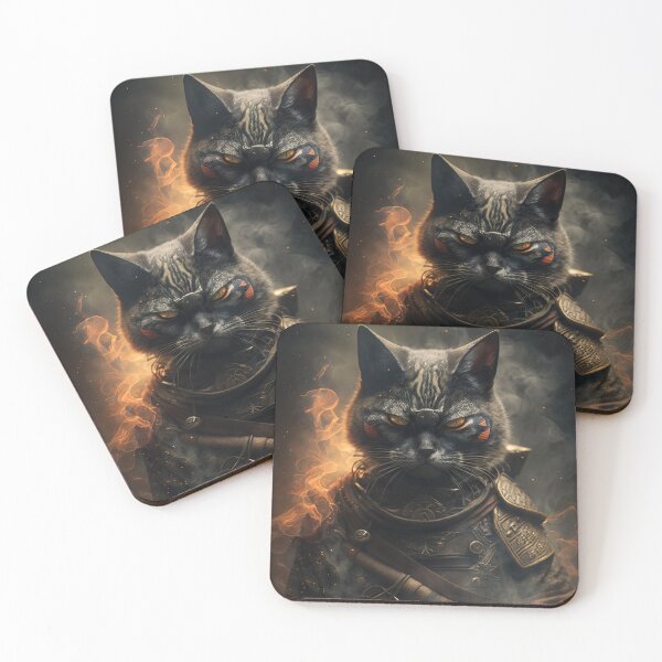 Item preview, Samurai cat warrior wearing battle armor designed and sold by RK - Shop.