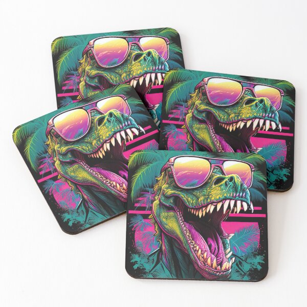 Item preview, Happy vaporwave vintage dinosaur with sunglasses designed and sold by RK - Shop.