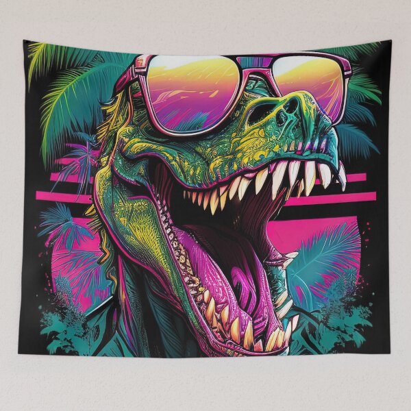 Item preview, Happy vaporwave vintage dinosaur with sunglasses designed and sold by RK - Shop.