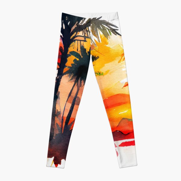 Palm Tree Sunset Leggings for Sale