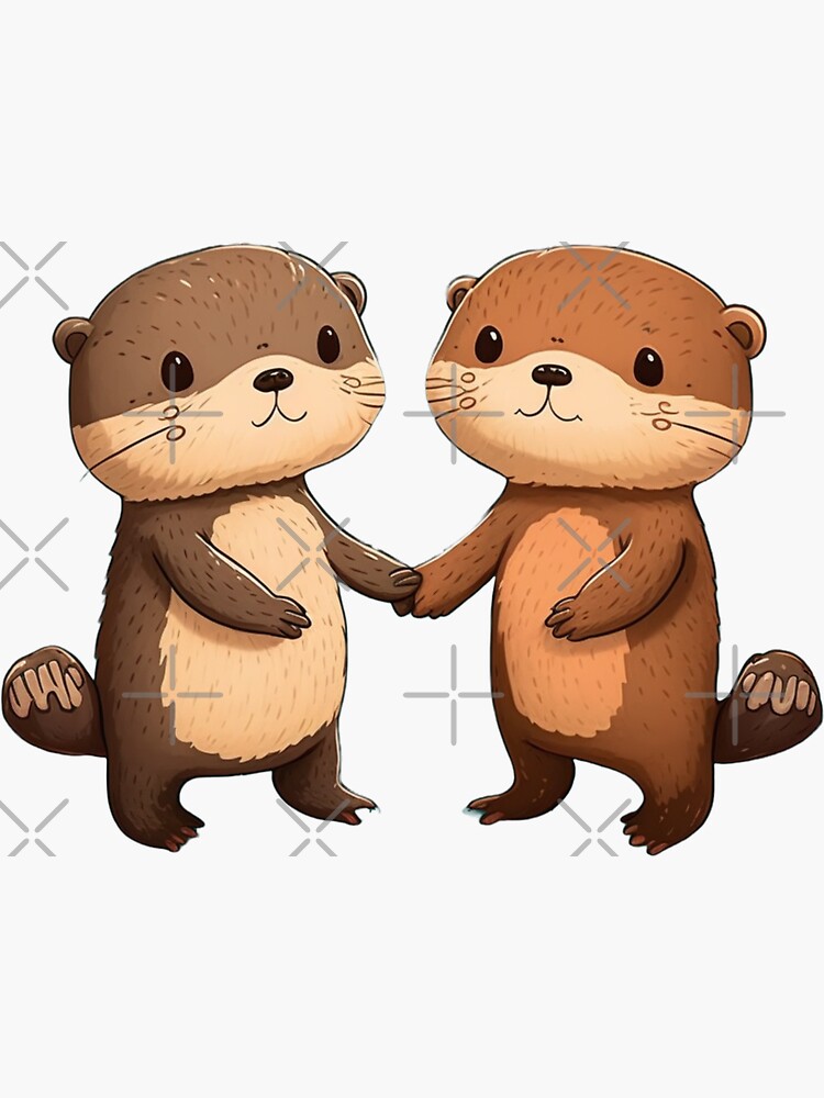 Otters Holding Hands Sticker for Sale by ArShop1