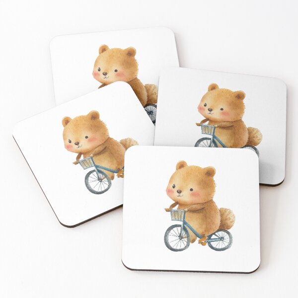 Item preview, Adorable knitted kawaii baby quokka on a bike, art for children designed and sold by MCreativeStore.