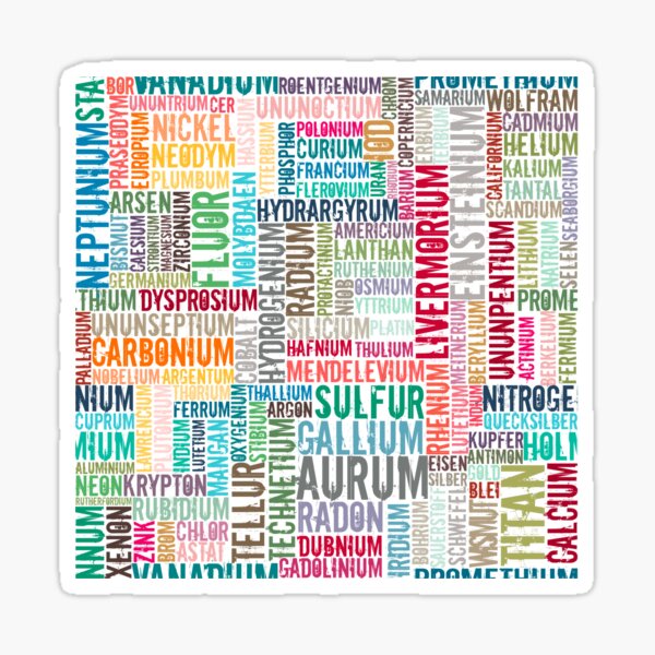 Chemische Elemente in Farbe... Sticker