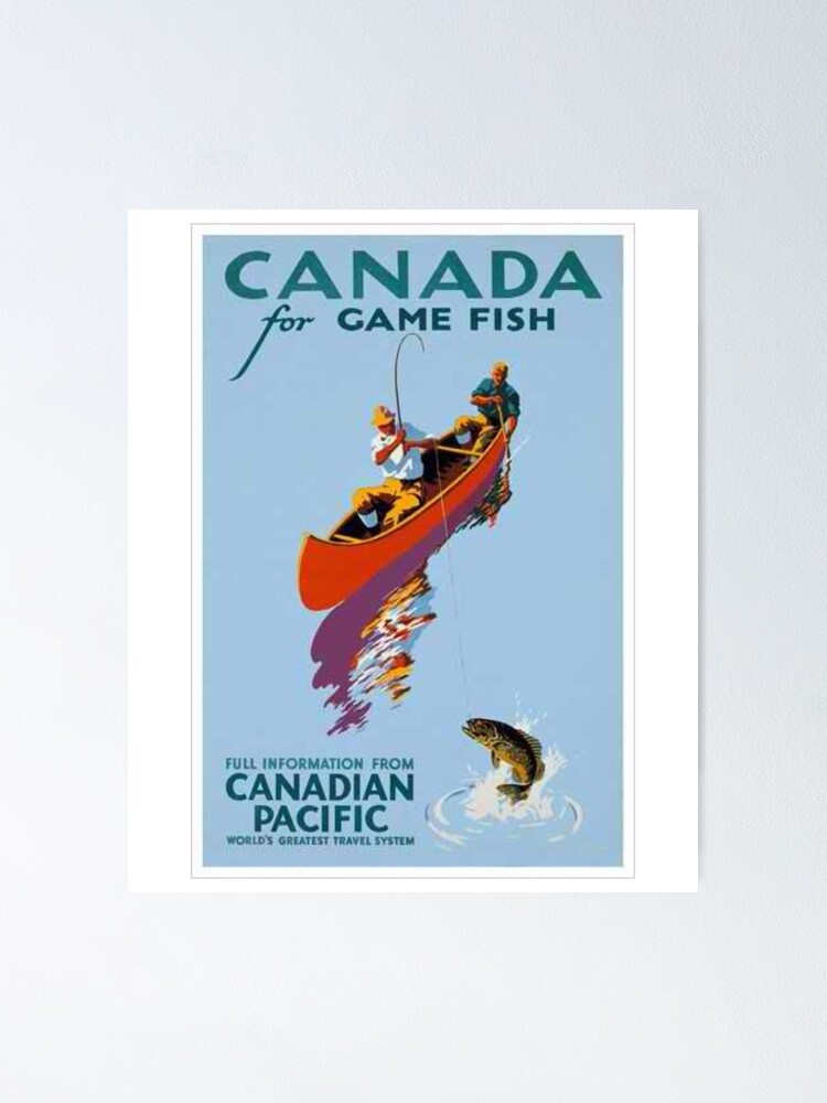 Vintage Canada T-Shirt Canadian Game Fish Ad Retro Poster for
