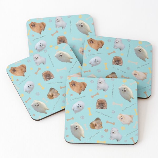 Item preview, Pomeranian Seamless Light Blue designed and sold by CritterSticker.