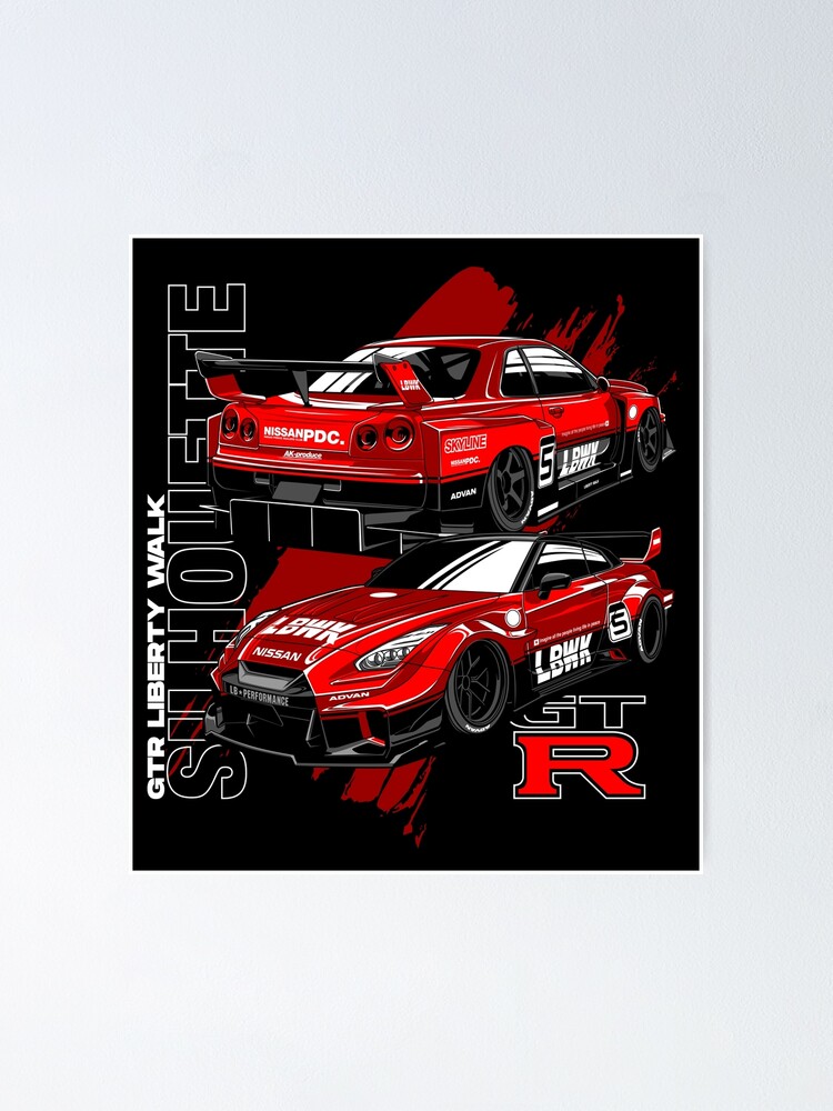 Nissan Silhouette GT-R Liberty Walk Skyline Racing Car Poster for