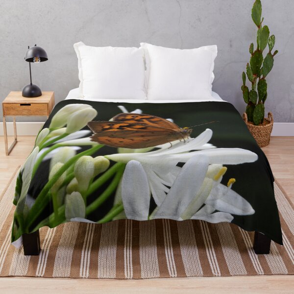 Item preview, Common Brown Butterfly On White Agapanthus designed and sold by Linda Sijpkes.