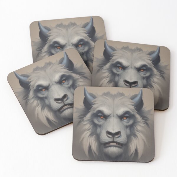 Item preview, Lion with Devil Horns - Fantasy Beast Digital Art Painting designed and sold by artezen.