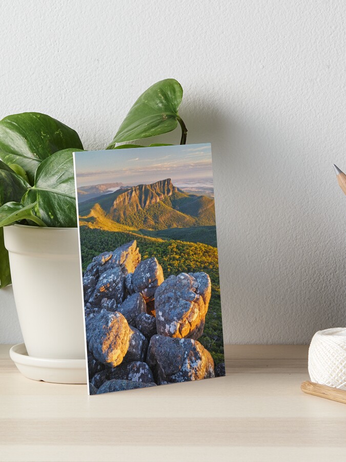 Thumbnail 1 of 2, Art Board Print, Golden Sunrise at Mt William, Grampians, Victoria, Australia designed and sold by Chockstone.