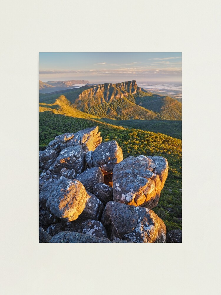 Thumbnail 2 of 3, Photographic Print, Golden Sunrise at Mt William, Grampians, Victoria, Australia designed and sold by Michael Boniwell.
