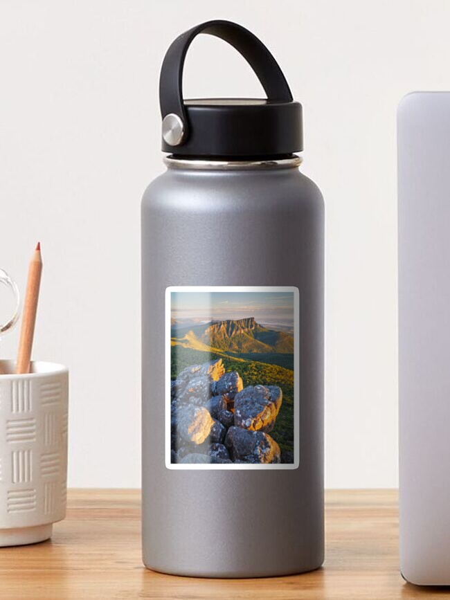 Thumbnail 1 of 3, Sticker, Golden Sunrise at Mt William, Grampians, Victoria, Australia designed and sold by Chockstone.