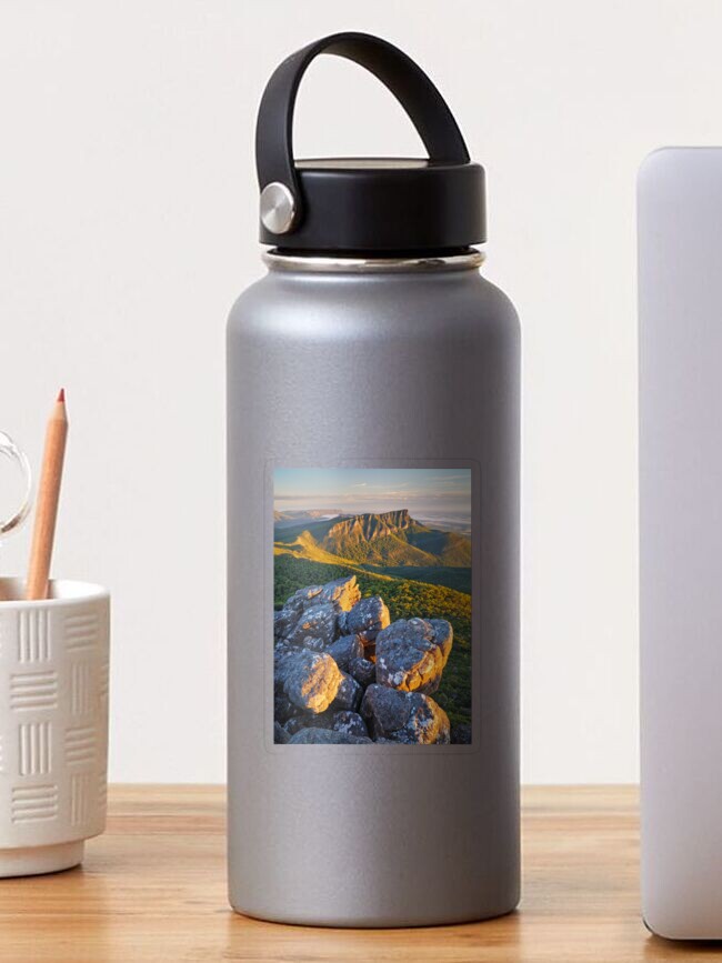 Thumbnail 1 of 3, Sticker, Golden Sunrise at Mt William, Grampians, Victoria, Australia designed and sold by Chockstone.