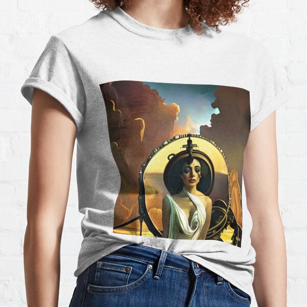 Venus and Mercury surrealism Salvador Dali matte background melting oil on canvas steampunk engine Classic T-Shirt