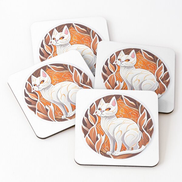 Item preview, Quirky White Cat with Expressive Orange Eyes - Cute and Playful Design designed and sold by YassCreative.