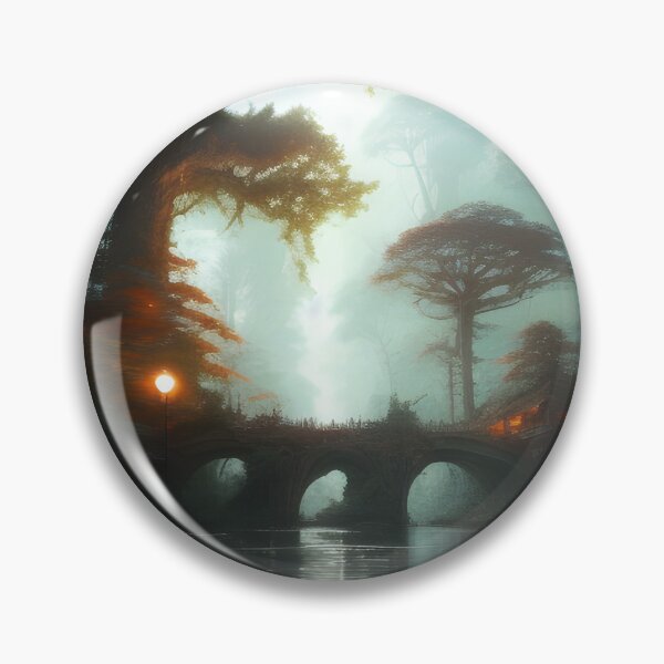 Artikelvorschau, Fantasy Forest Bridge Over a River Landscape Painting entworfen und verkauft von VersoShopping.