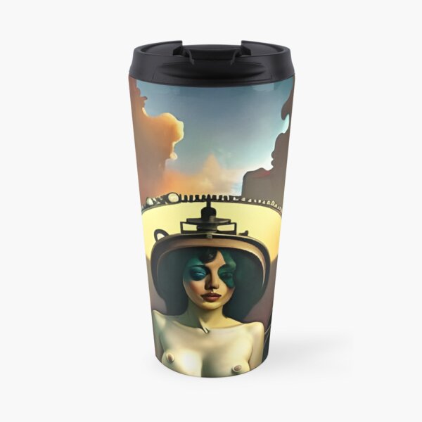 Venus and Mercury surrealism Salvador Dali matte background melting oil on canvas steampunk engine Travel Coffee Mug