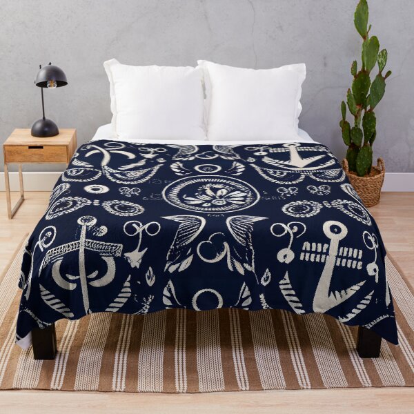 Item preview, Nautical Anchor Pattern in Navy Blue and White designed and sold by Aurora Hues.