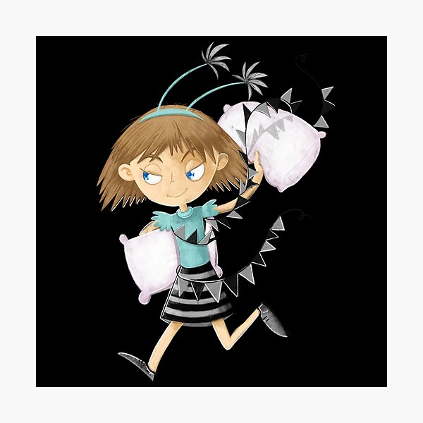 Item preview, Girl throwing a pillow designed and sold by jasmineberry.