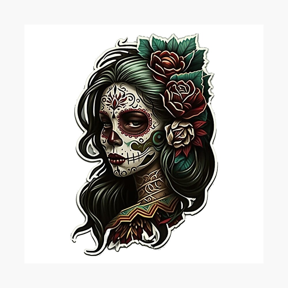 Buy Sugar Skull Print Tattoo Design Day of the Dead Art Tattoo