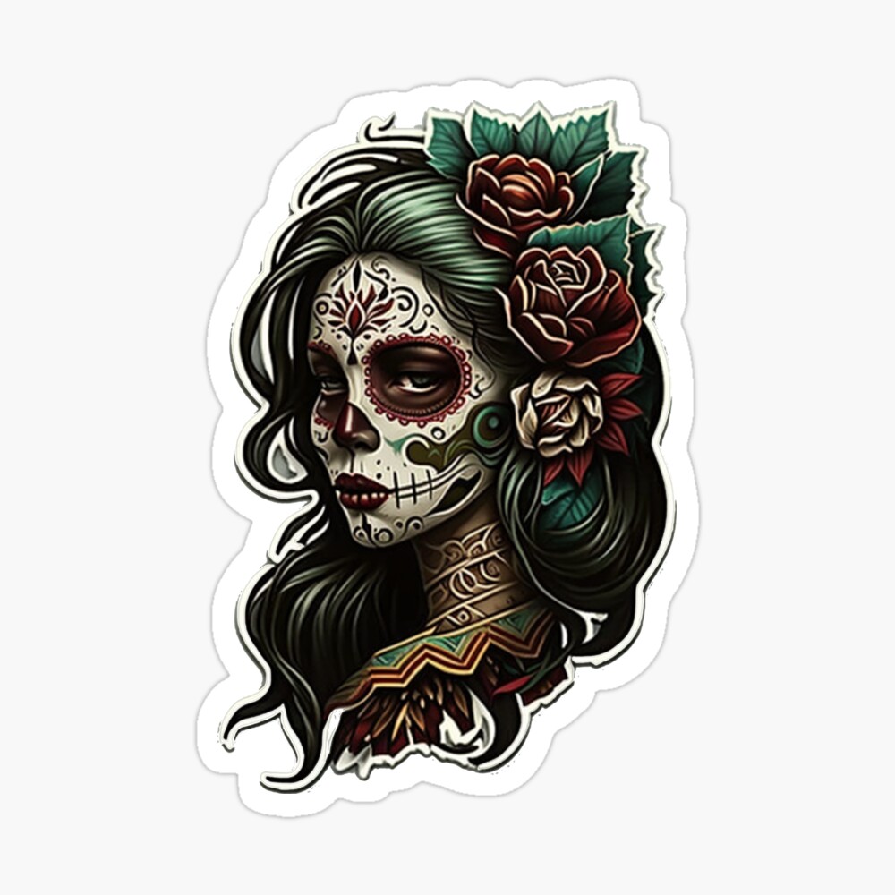 Decir la verdad novela semiconductor Day of the Dead Girl Tattoo Style Art Print | Unique Dia de los Muertos"  Poster for Sale by MerikDigital | Redbubble