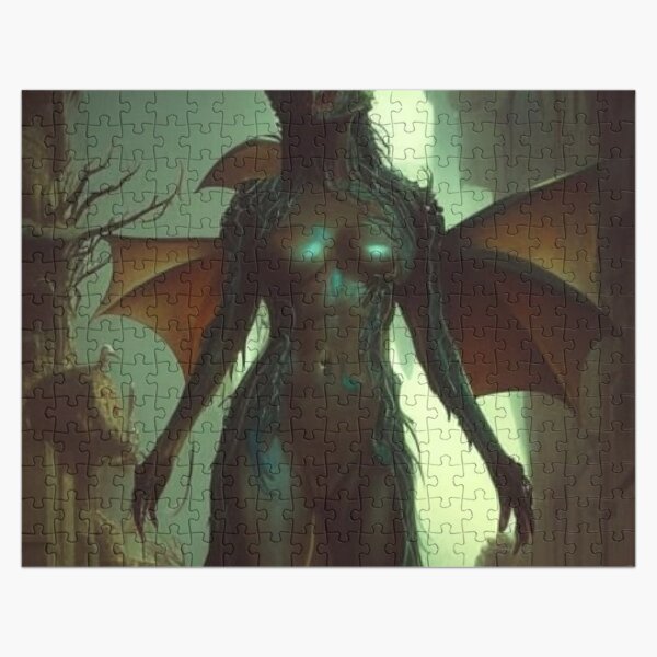 Dragon-Woman hybrid sinister by Greg Rutkowski surrealism Salvador Dali matte background melting oil on canvas BioPunk Aesthetic Jigsaw Puzzle