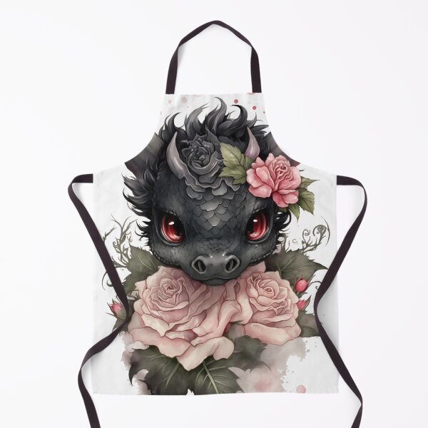 Item preview, Watercolor Pretty Pastel Rose Black Dragon - Fantasy Art designed and sold by Teez-Stix.