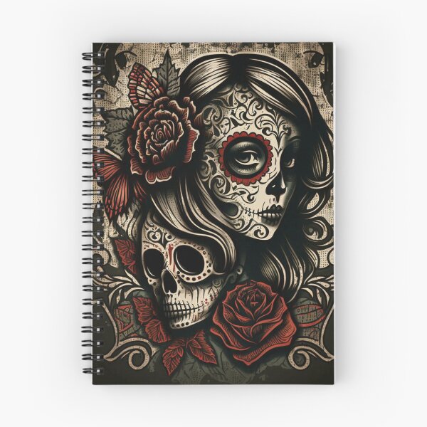 Item preview,  Day of the Dead Girl Tattoo Style Art Print | Unique Dia de los Muertos - Black and Red designed and sold by MerikDigital.