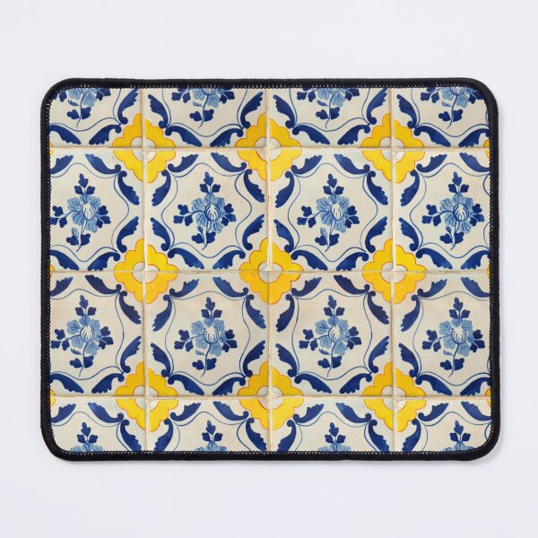 Item preview, Traditional portuguese tiles with flowers in blue and yellow designed and sold by isabel poulin.