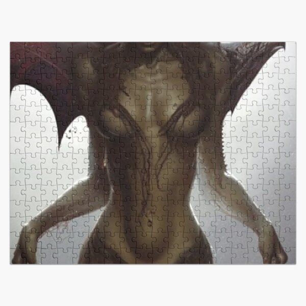 Dragon-Woman hybrid sinister by Greg Rutkowski surrealism Salvador Dali matte background melting oil on canvas BioPunk Aesthetic Jigsaw Puzzle