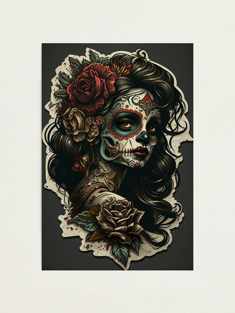 Half Ram Skull And Roses Best Temporary Tattoos| WannaBeInk.com