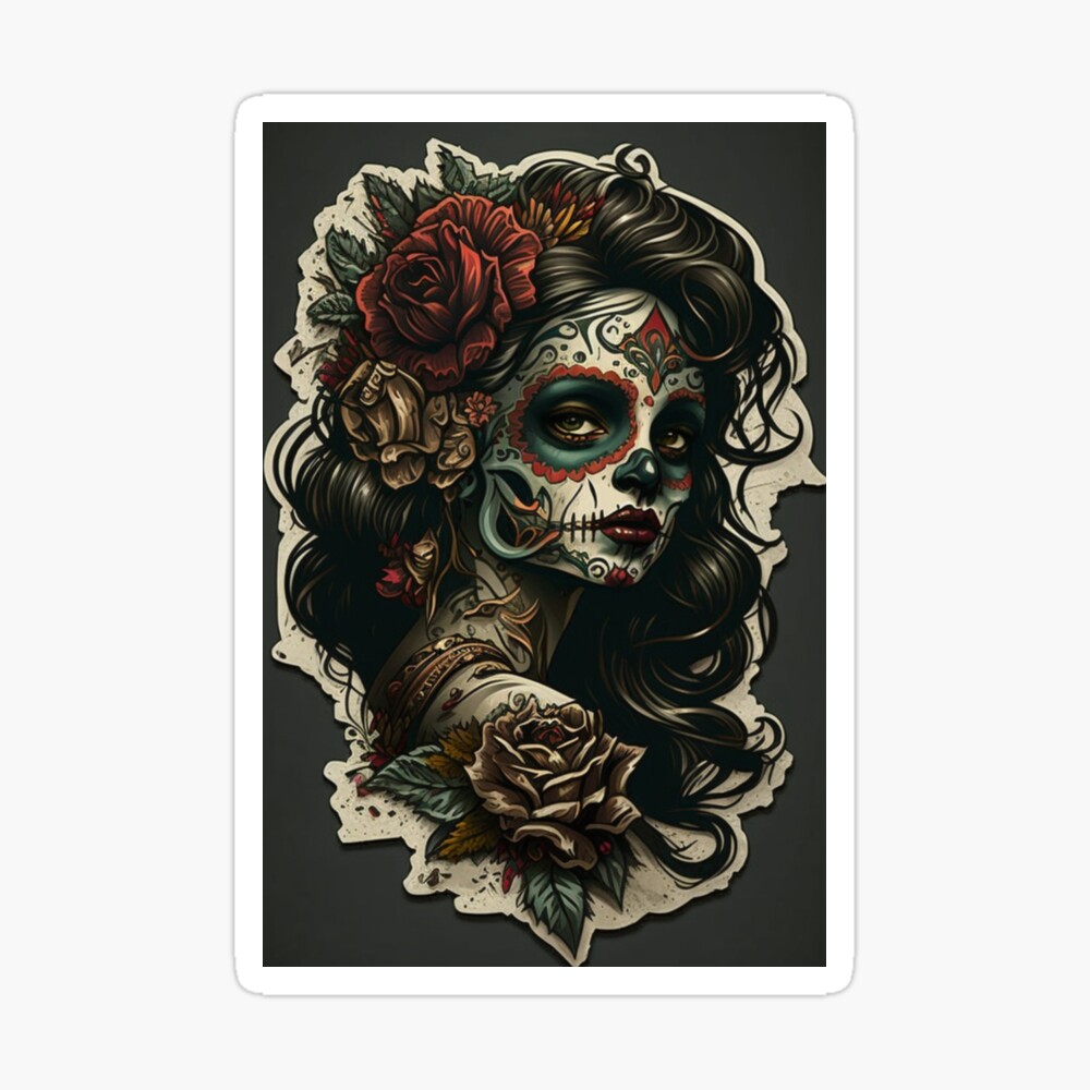 Buy Sugar Skull Print Tattoo Design Day of the Dead Art Tattoo