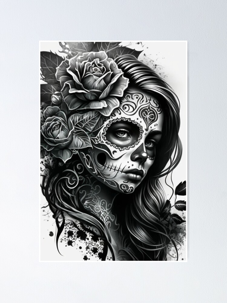 Rosie Y Que by Dave Sanchez Canvas Giclee Tattoo Art Print Sugar Skull -  Purple Leopard Boutique