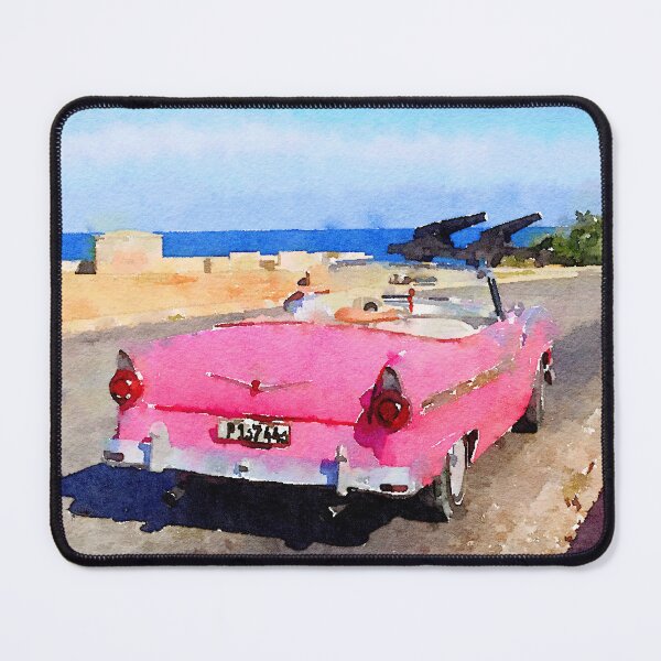 Item preview, Digital watercolor of pink classic american old car in Havana in Cuba designed and sold by isabel poulin.