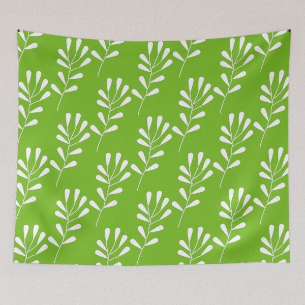 Item preview, Abstract Floral Fern Leaves Design On Lime Green Background designed and sold by burbankdesigns.