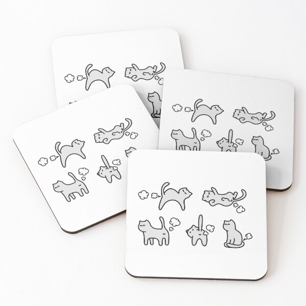 Item preview, Collection of five farting grey cats designed and sold by I-dsgn.