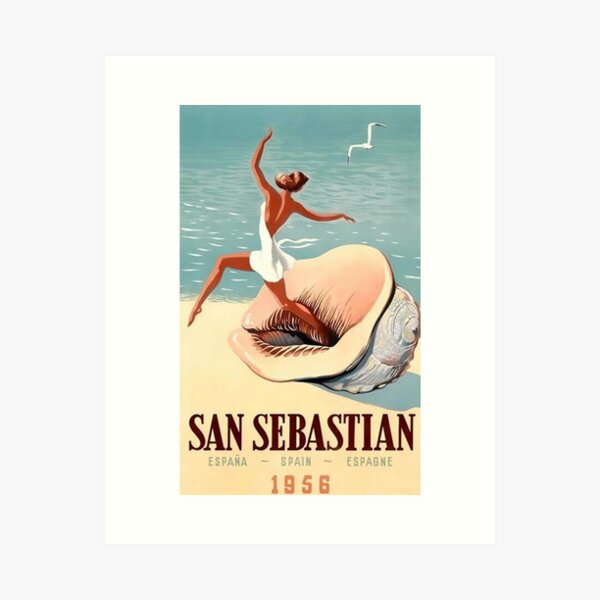 Item preview, Vintage San Sebastian Spain Travel Poster designed and sold by joseakurts.