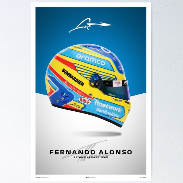 Fernando Alonso Formula 1 Helmet Wall Art Poster – Aesthetic Wall Decor