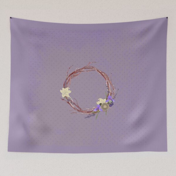 Item preview, Altar Cloth - Purple Spiderwort Wreath - Eclectic Collage Scrying Mat designed and sold by LochNestFarm.
