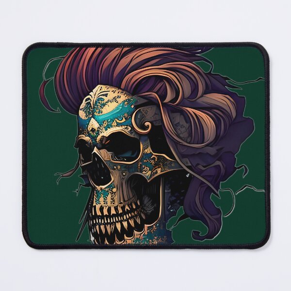 Item preview, The Golden Skull - A Captivating Illustration with Teal Detailing and Flowing Hair designed and sold by GalihDA.