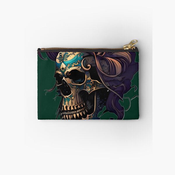 Item preview, The Golden Skull - A Captivating Illustration with Teal Detailing and Flowing Hair designed and sold by GalihDA.