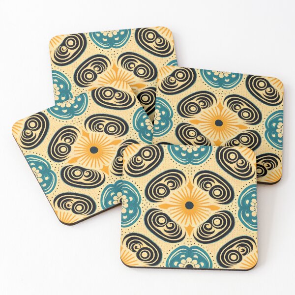 Item preview, Retro 60s 70s Vintage Pattern Yellow and Blue Colored designed and sold by Aurora Hues.