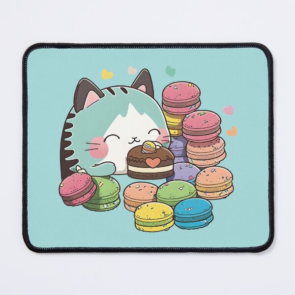 Item preview, cute cat eat macarons designed and sold by ShinArtDesign.