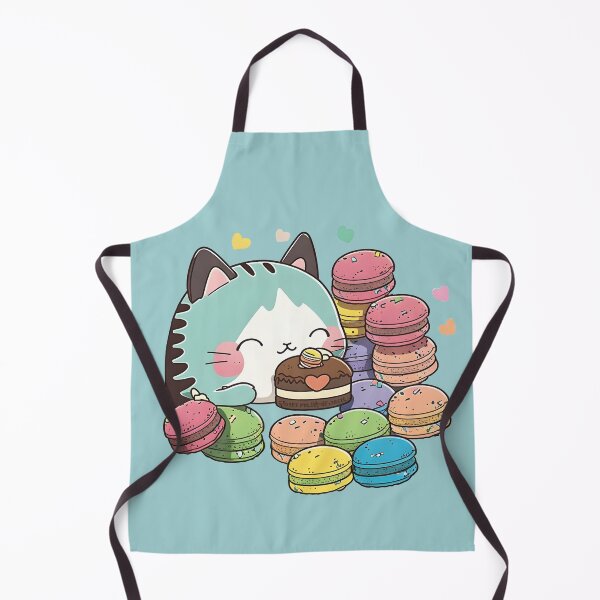 Item preview, cute cat eat macarons designed and sold by ShinArtDesign.