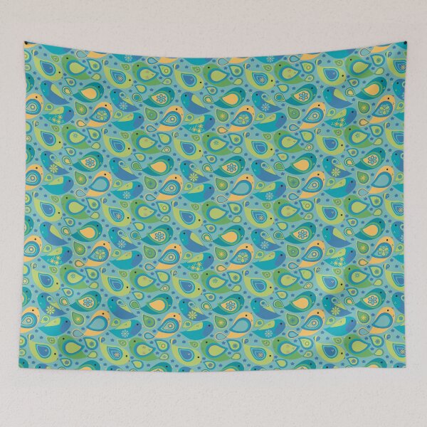 Item preview, Whimsical Modern Colorful Paisley Bird Seamless Repeat Surface Pattern designed and sold by MoePark.