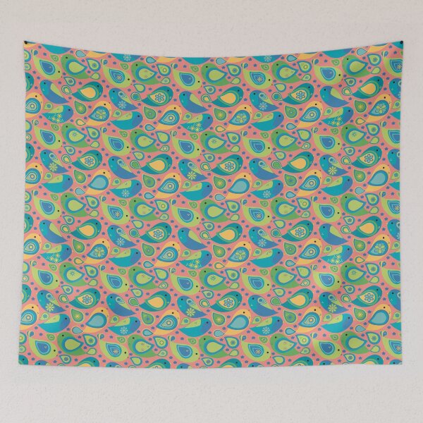 Item preview, Whimsical Modern Colorful Paisley Bird Seamless Repeat Surface Pattern designed and sold by MoePark.