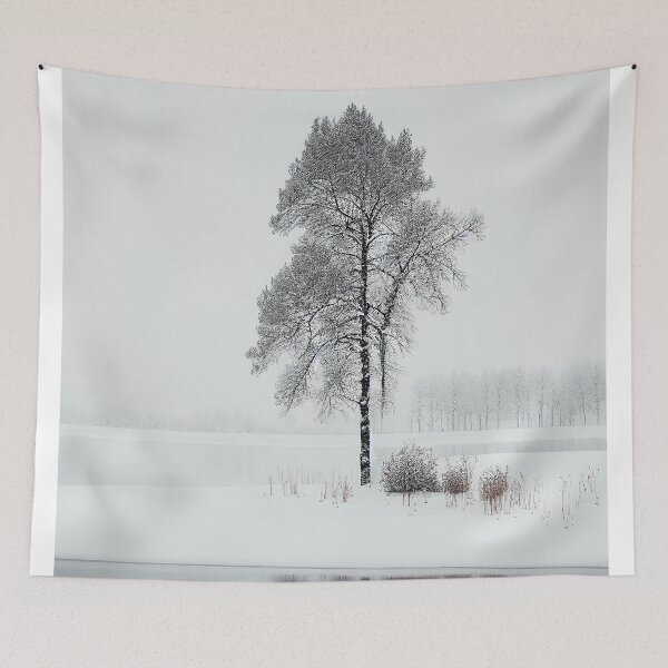 Item preview, Nordic Minimalism Landscape Winter Art with Lone Leafless Tree  designed and sold by Abili-Tees.