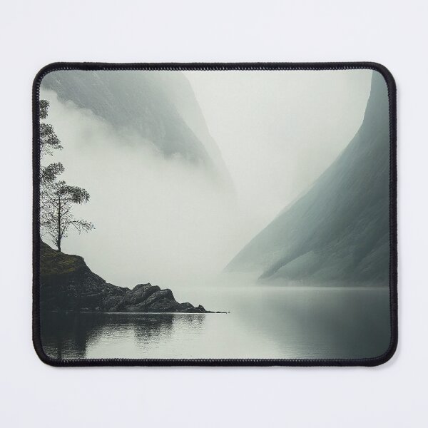 Item preview, Misty Fjord Landscape Scandinavian Nature Lone Tree Minimalist Art designed and sold by Abili-Tees.