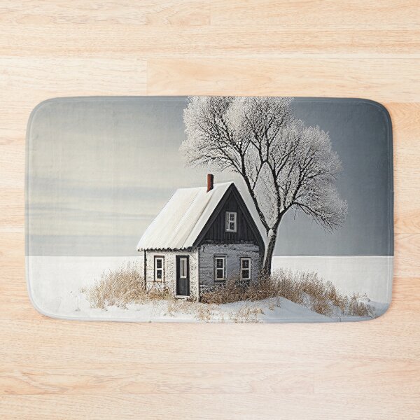 Item preview, Minimalist Winter Landscape Isolated Cottage Snow Covered Tree  designed and sold by Abili-Tees.