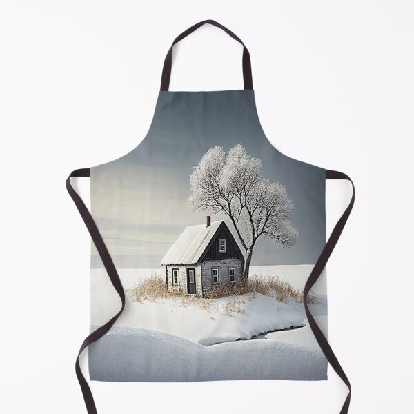 Item preview, Minimalist Winter Landscape Isolated Cottage Snow Covered Tree designed and sold by Abili-Tees.