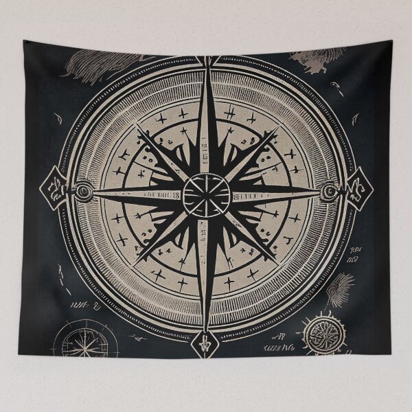 Artikelvorschau, Minimalist Nordic Vegvisir Symbol Wall Art entworfen und verkauft von Abili-Tees.
